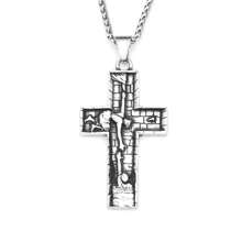 1pc Vintage Stainless Steel Cross Pendant With 60cm Chain, Suitable For Men & Women Daily Wear