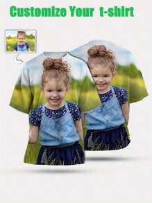 Customizable 3D Print T-Shirt - Personalized Photo/Family Theme Short Sleeve T-Shirt, Suitable For Men And Women, Casual Crew Neck, Lightweight With Slight Stretch, Ideal For Father's Day Gift, Casual T-Shirt | Playful Design | Lightweight Tee, Size S-2XL