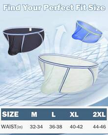 ZONBAILON Men's Briefs Dual Pouch Silk Underwear See Through Thin Breathable Panties - Blue - View 6