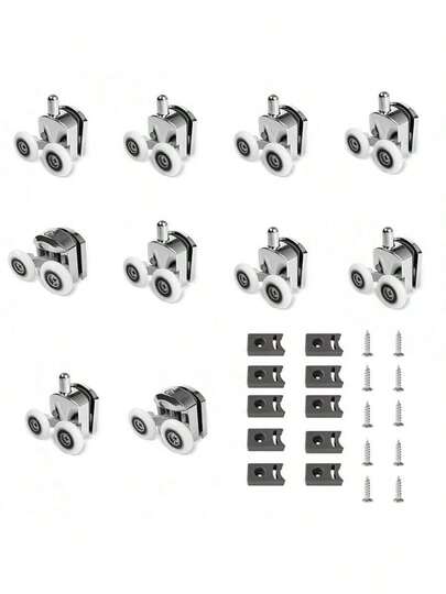 Shower Door Rollers Replacement 10 Pcs Shower Door Rollers 23mm Zinc Alloy Rv Shower Door Wheels Replacement With Anti Collision Block And Screws For Curved Doors For Bathroom Glass Doors