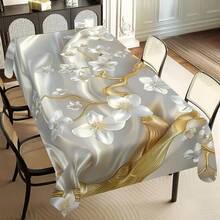 1/20pcs Elegant Polyester Tablecloth,Diamond Tree And Flowers Pattern,Machine Washable,For Kitchen Dining, Buffet Table, Holiday Dinner, Party, Banquet, Restaurant, Wedding, And Home Decoration - Perfect For Any Occasion