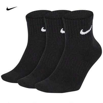 Nike 3 Pairs NIKE U EVERYDAY LTWT ANKLE Moisture-Wicking Cotton Blend Casual Training Socks, Black