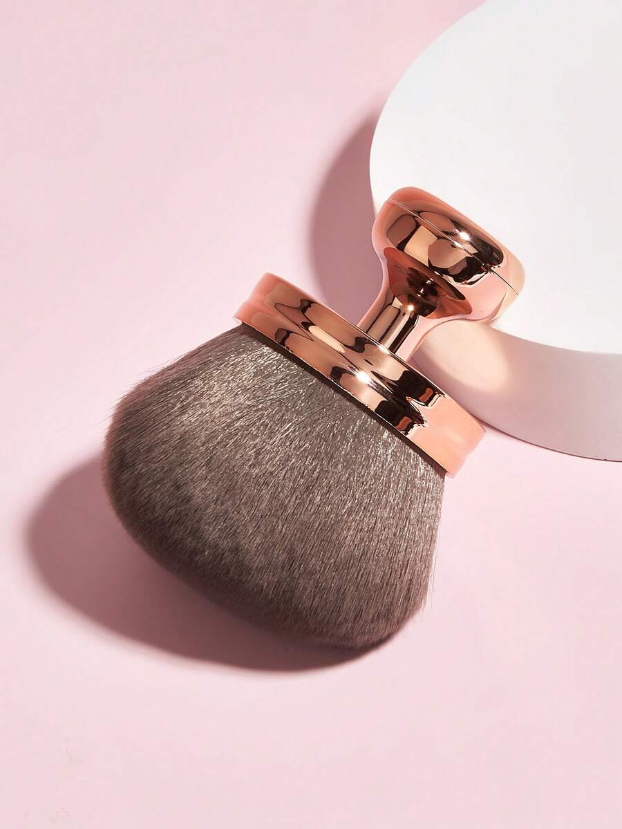 大号灰色纤维身体古铜色刷，适用于无日晒美黑、腿部彩妆和打造古铜色肌肤，可用作防晒霜涂抹刷，3英寸宽歌舞伎粉底刷，椭圆形面部化妆刷 - 玫瑰金 - 查看 1