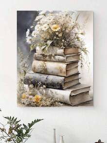 1 Set Book Style Floral Art DIY Digital Oil Painting Kit, Adult Craft, Unframed Art Oil Painting Set, For Bedroom Decor And Art Wall Decoration, Simple And Fun Painting Method, No Painting Experience Required, Fulfill Your Painter Dream, Immerse Yourself In The Colorful World, Each Brushstroke Is Self-Expression, Add Romance To Life, Best Gift For Family And Friends, Holiday Gift 40*50CM - Beige - View 3