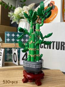 500+Pcs Magnolia Flower Building Block Set, 4 Seasons Combination Including Peach Blossom, Bamboo, Peony, Orange Tree With Vase Base, Chinese Style Decorative Collection Piece, Suitable For Indoor Home Display, Great Gift For Men And Women, All Holidays