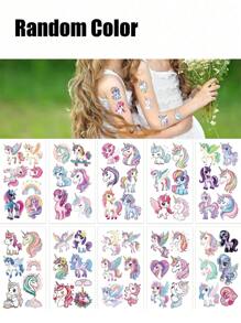 Süße Cartoon Einhorn Jungen Mädchen Temporäre Aufkleber, wasserfeste Fake Körpermalerei Aufkleber rechteckig, hält 2-5 Tage, lustige Arme, Cartoon Mode Y2K Aufkleber