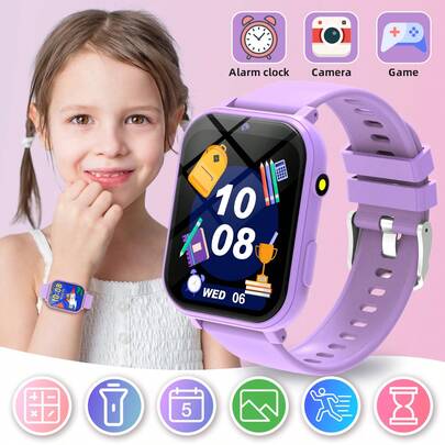 儿童智能手表，带摄像头、相册、录像机、18款内置游戏、计算器、日历、LED灯——完美的儿童节日礼物！