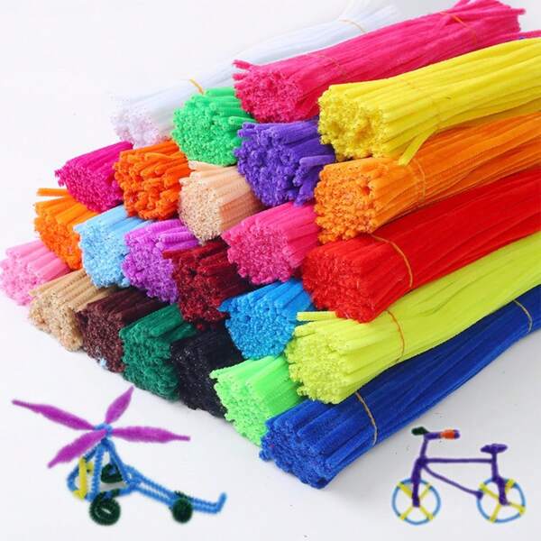 DIY Pipe Cleaner Macaron Flower Bouquet Craft Supply Pack With Plush Pompoms