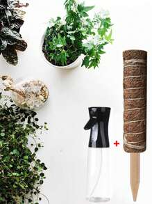 1pc Green Hoya Climbing Stick, Coconut Fiber Trellis For Plant Climbing, Accompanied By 1pc 500ml Transparent Spray Bottle