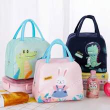 1 pieza Bolsa térmica aislada con estampado de dibujos animados, bolsa de almuerzo de pana, a prueba de fugas, suave y espaciosa, bolsa refrigeradora de almuerzo, caja de almuerzo impermeable, bolsa de maquillaje, bolsa de aseo de viaje, neceser de maquillaje de viaje