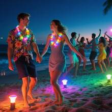 Hawaii/Rose Wreath Set LED Luminous Headband Headband Party Garland, Suitable For Night Glow Wedding Party Hair Accessories, Concerts, Valentine's Day, Holiday Celebrations, Wedding Banquets, Weddings, Birthdays, Valentine's Day, Graduation Ceremonies, Holiday Celebration Atmosphere, Carnival Party Decorations And Supplies For Single Men And Women - 混色 - 查看 10