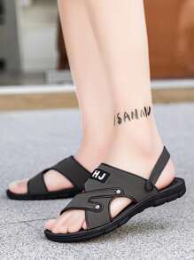 2025 New Summer Men's Brown Leather Sandals, Driving Wear-Resistant Non-Slip Beach Slippers