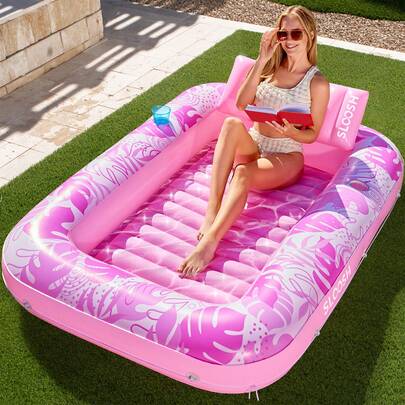  Sloosh 70" X 46" Swimming Pool Floating Tanning Pool Hammock Lounger, Water Inflatable Float Bed Inflatable Tanning Pool Lounger Float Large Suntan Tub Pool Floats Sun Tan Tub Ice Bath Tub Tanning Bed Blow Up Pool Raft Lounge Floatie