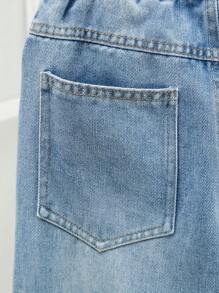 Jeans a vita alta e gamba ampia con ricamo a cuore per donne e ragazze, design in vita elastico, stile casual da campus con semplice maglietta bianca, adatto per scuola, strada, appuntamenti, attività all'aperto, uso quotidiano