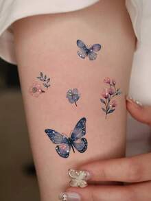STARTTOOS 6pcs Glitter Butterfly, Crescent, Star, Flower Pattern Temporary Tattoos, Waterproof Tattoo Stickers For Women Daily, Party, Holiday Gifts, Body Decor, Wrist - Multicolor - View 5