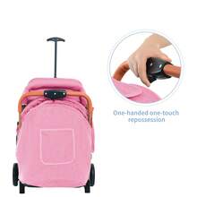 Stroller For Children, 3-In-1 Stroller, Lightweight Compact Stroller, Compact Folding Stroller, Backrest Adjustable To A Lying Position, With Basket, Quick-Folding System, Mosquito Net, Shoulder Straps, Load Capacity: 30 Kg - Hồng - Xem 7