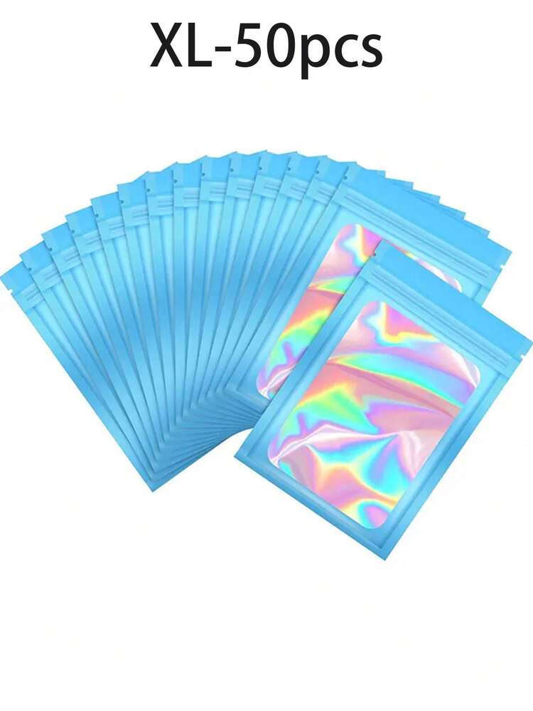 100pcs Transparent Window Jewelry Bags, Gradient Color Jewelry Sealing Bags, Reusable, Dustproof And Anti-Oxidation, Suitable For Rings, Earrings, Necklaces, Pendants And Other Jewelry, Jewelry Accessories Organization, Home Essentials, Holiday Gifts. - Multicolor - View 37