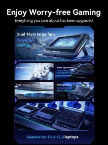 Llano V22 Laptop Cooler USB Charging With RGB Light For 13.3-17.3 Inch Gaming Laptop Laptops 7-Height Adjustable Laptop Cooling Stand Rapid Cooling