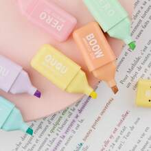 1set,Mini Highlighter,Tiny Markers With Fluorescent Colors Bear Shaped Highlighter,Macaroon Colour Pens,Color Marker, Ledger Pen, Back To School, School Supplies, Cute Kawaii Stationery, Colors For School, Markers, Stationery, Writing Pens, Colored Markers