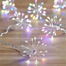 1 String Firecracker Shaped LED Dandelion String Lights, USB Powered, Indoor/Outdoor Use, Suitable For Bedroom, Room, Home, Party, Birthday, Holiday, Wedding Decoration - Multicolor - View 2