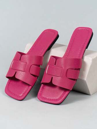 女士夏季平底方头休闲鞋，时尚休闲凉鞋，轻便沙滩鞋