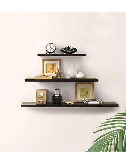 1 件免钻壁挂式木质储物架、客厅展示架、浴室收纳架、宿舍厨房橱柜架