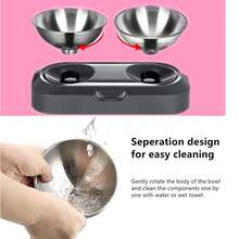 Raised Cat Bowl With Stainless Steel, Easy To Clean & Non-Slip Silicone Mat Cat Feeder With 0 &15° Tilting Neck Protective Bowl For Pets, Cats And Puppies Food And Water Feeding - Multicolor - View 5