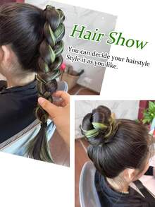 2 件装高光合成假发发束 DIY 自卷发髻低高马尾接发蓬松辫子发髻发片