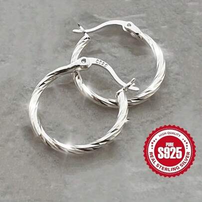 Twist Design 925 Silver Earrings - Hypoallergenic Gift For Women With Sensitive Ears
