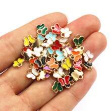 50 peças 8x8,5 mm pequenos pingentes de borboleta de liga multicoloridos para pulseiras colares acessórios para fazer joias faça você mesmo