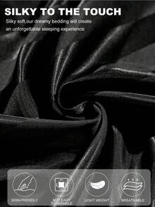 1件装奢华黑色缎面床笠，床上用品，床笠，床垫罩，纯色亲肤，轻盈丝滑柔软，舒适，卧室床上用品，床垫保护套，深口袋设计，适用于单人床/双人床/大号双人床/特大号双人床/加州特大号双人床，可机洗，是节日礼物、秋季装饰和房间装饰的理想之选。 - 黑色 - 查看 4