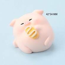 1pc Pig Figurine Resin Car Decoration, Animal Cartoon Baozi Pig Figurine Office Desk Ornament