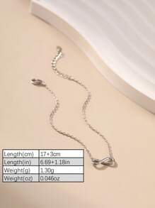 Pulseira com pingente em formato de infinito e coração, elegante e versátil, de prata esterlina 925, com zircônia artificial, ideal para o verão, dia dos namorados e joias femininas