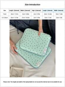 Funda para portátil estilo coreano, bolsa para portátil multifuncional y con absorción de golpes compatible con portátiles de 10/11/12.9 pulgadas y 13 pulgadas - verde menta - Ver 2