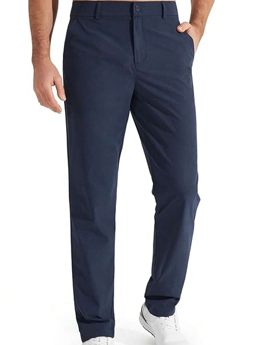 SANOPY Men's Solid Color Business Suit Pants Pure Cotton Men's Casual Suit Pants - 藏蓝色 - 查看 1