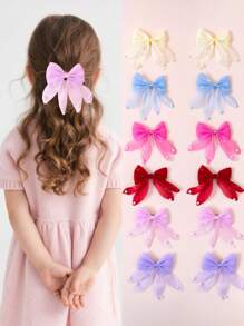 6pcs/Set Girls' Fashion Adorable Pearl Bowknot Hair Clips, Cute Princess Hair Accessories, Suitable For Daily Use And Gift