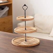 Creative European-Style Dessert Kitchen Restaurant Double-Layer Three-Layer Cake Tray Wooden Dessert Table Decoration Tray Cake Dessert Rack Party Hotel Tray Fruit Plate