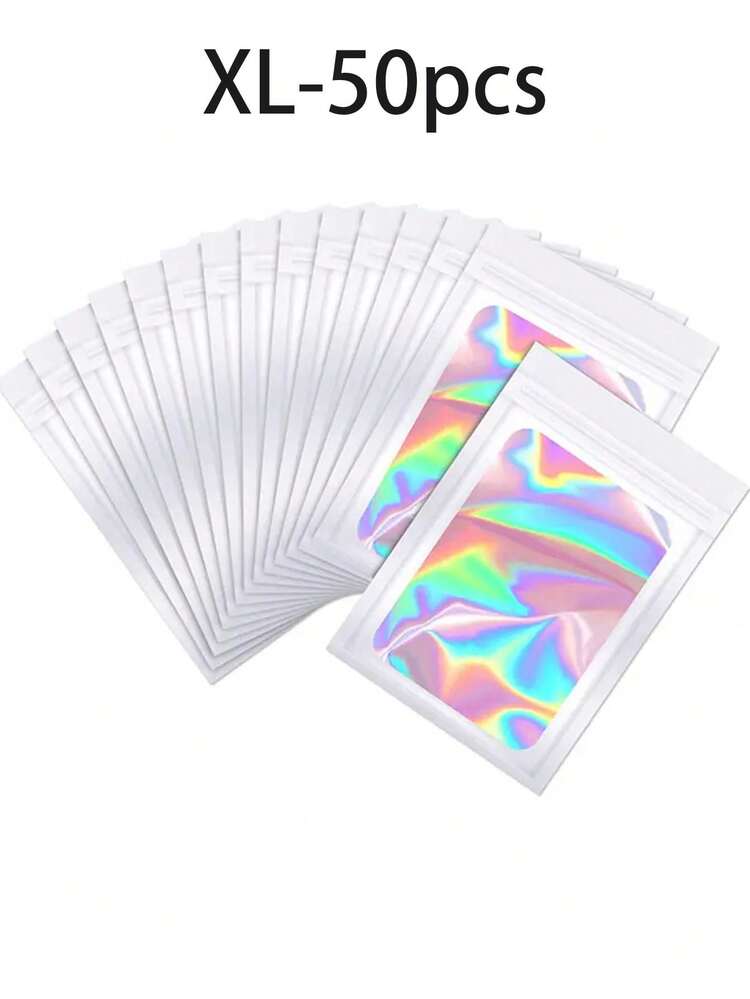 100pcs Transparent Window Jewelry Bags, Gradient Color Jewelry Sealing Bags, Reusable, Dustproof And Anti-Oxidation, Suitable For Rings, Earrings, Necklaces, Pendants And Other Jewelry, Jewelry Accessories Organization, Home Essentials, Holiday Gifts. - Multicolor - View 33