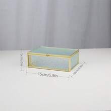 Metal Edged Glass Jewelry Box With Diamond Pattern, Storage Box For Home Use, Gift For Valentine's Day