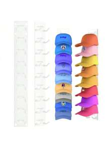 1/2 Packs Hat Organizer For Baseball Caps, Strong Adhesive Hat Rack For Wall, Multilayer Hat Storage Display Holder, Wall Mounted Hat Hooks Hold Up To 9/18 Hats For Closet Door And Bedroom (Black)