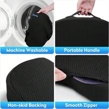Ergonomic Memory Foam Seat Cushion With Non-Slip Base - Office Chair, Car, Airplane, Wheelchair & Bleacher Support - Pressure Relief For Back, Tailbone & Sciatica (Black) - Black - View 7