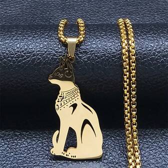 1 pezzo Collana in acciaio inossidabile argento con motivo della Dea Egizia, gioiello vintage ispirato