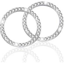 2 Stücke mit Strass verzierter Startknopf-Dekorationsring für das Auto, glitzerndes Auto-Innenausstattungs-Accessoire für Frauen, Startknopf-Abdeckung/-Aufkleber, Schlüssel-Zündung & Knauf-Glitzerring, bunt