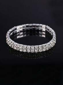 1 pieza Pulsera con cadena de bolas tipo pelota de tenis incrustada con circonita cúbica, joyería de estilo hip hop, unisex, adecuada para fiestas diarias
