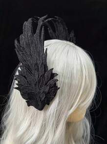 2 pièces Élégants clips pour cheveux ailes d'ange noirs - Design de plumes brillantes, convient pour le cosplay, Halloween et les accessoires photo de fête, cygne noir, décoration photo