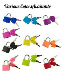 1pc Luggage Lock Padlock Colorful Plastic Shell Zinc Alloy Small Lock With Key, Suitable For Backpacks, Gym Lockers Suitcases Classroom Matching Games, Etc., Lock Key, Metal Padlock Padlock Travel Essentials Travel Accessories Vacation Summer Holiday Back To School Mini Travel Products - Multicolor - View 1