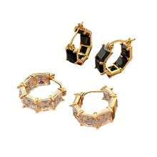 High-Grade Sense Of Ear Buckle Fashionable And Versatile Black Crystal Zirconia Earrings Unique Niche Design Temperament Ear Jewelry - Vàng - Xem 6