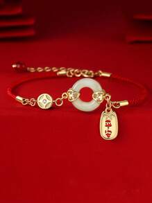 1 szt. Amulet ryby Koi Czerwona bransoletka z liny, bransoletka z zawieszką na szczęście, prezent urodzinowy dla dziewczyny