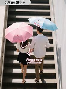 [Minimum Order 1 Piece][Customized With Your Names]I Love You Couple Umbrella, 24 Ribs Windproof & UV Protection, Romantic Ceremony, Personalized Anniversary & Valentine's Day Gift, Dual Use For Sunny & Rainy Days - Multicolor - View 3