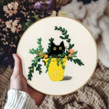 1 Stück Stickerei Set, 20x20cm Schönes Sonnenblumen Muster Handstickerei Set für Erwachsene Anfänger, inklusive Stoff, Anleitung, Stickrahmen und Fäden, Geschenk für Freunde und Familie, Handwerk für Büro zu Hause